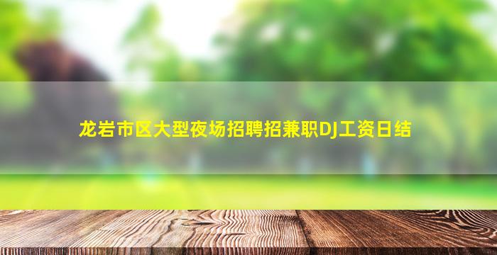 龙岩市区大型夜场招聘招兼职DJ工资日结